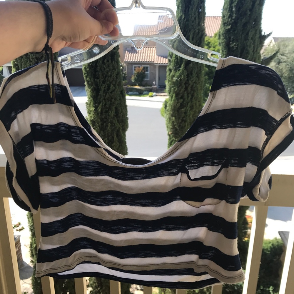 Blue & White stripes crop top
